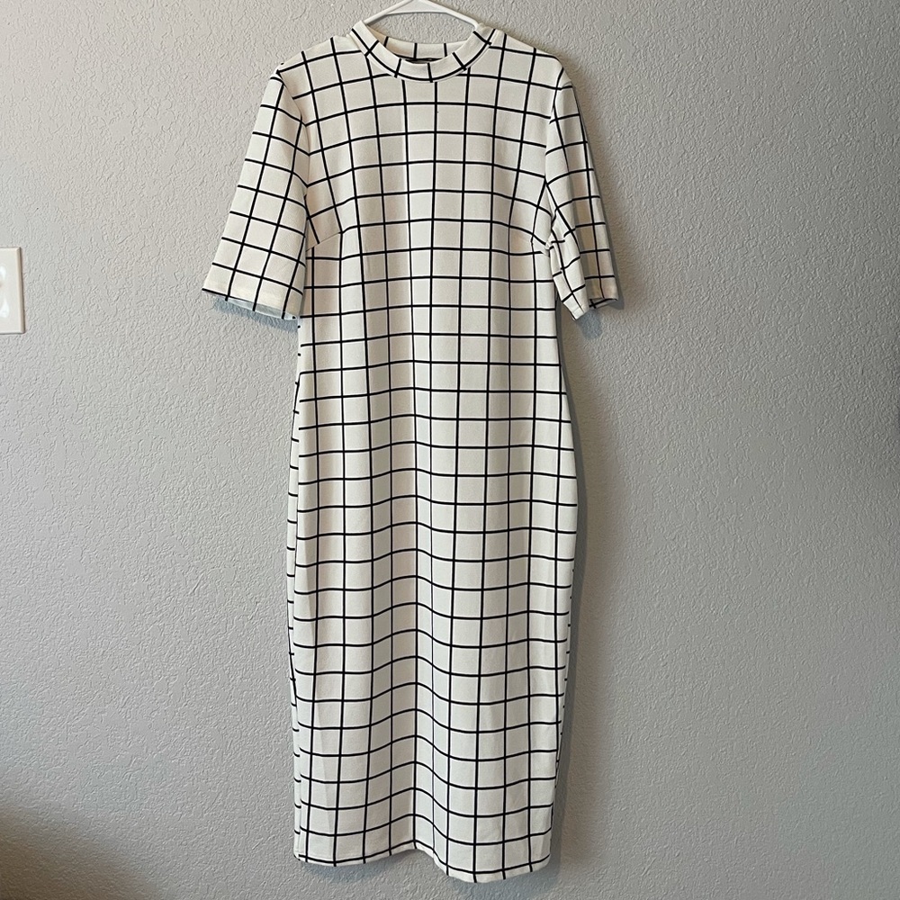 Mock-Neck Pencil Dress